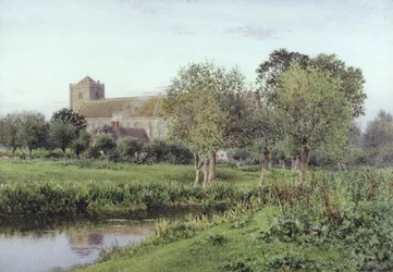 Dorchester Abbey, nära Wallingford, höstkväll